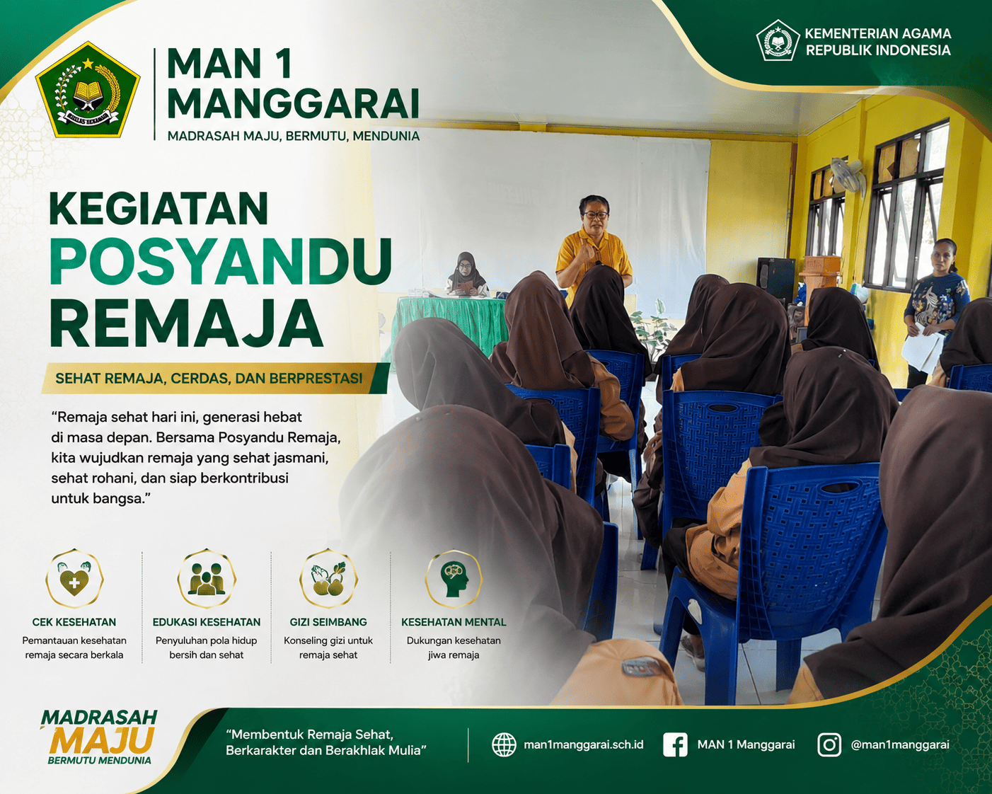 Posyandu Remaja Puskesmas Reo, Siswa MAN 1 Manggarai Terima Tablet Tambah Darah