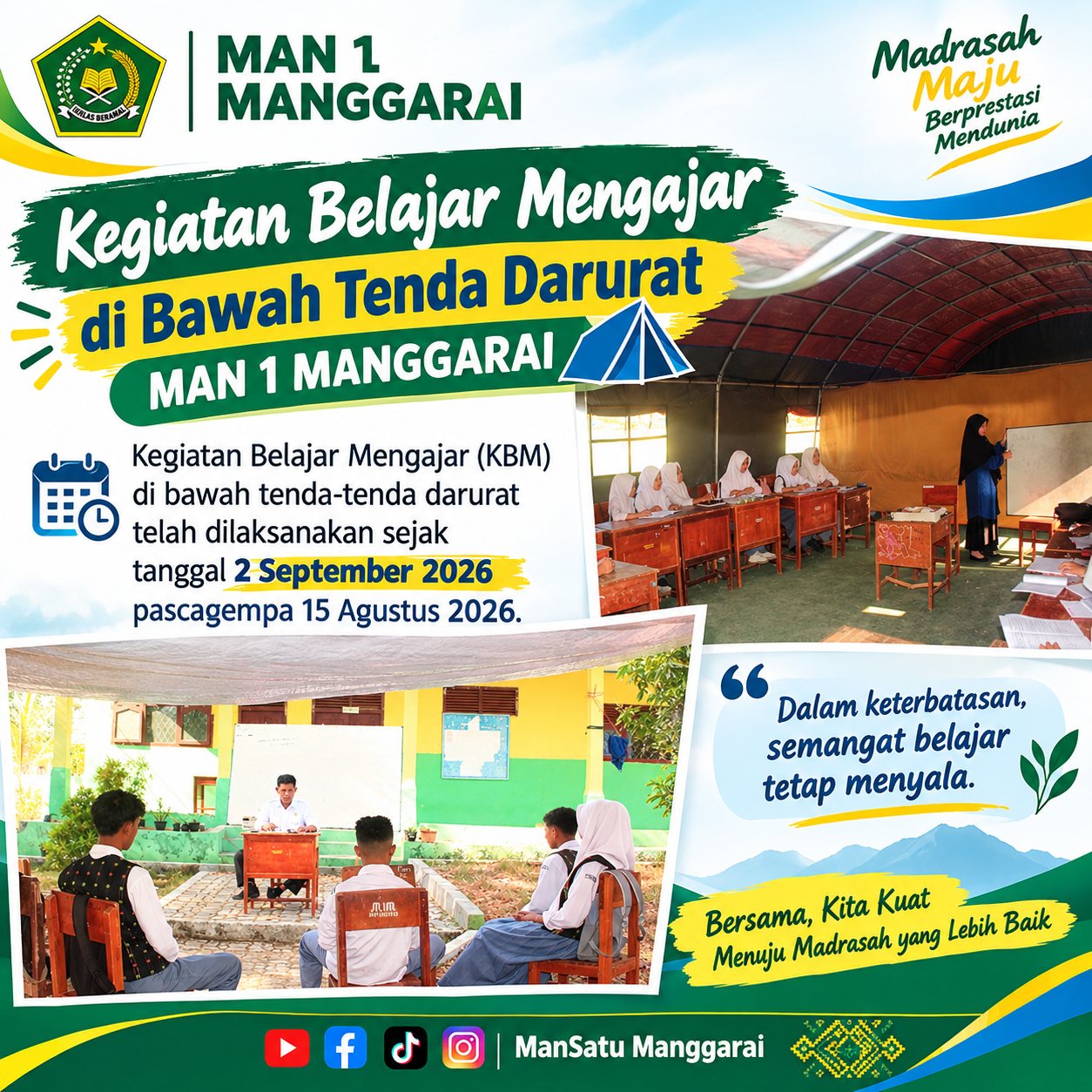 KBM dibawah Tenda Darurat